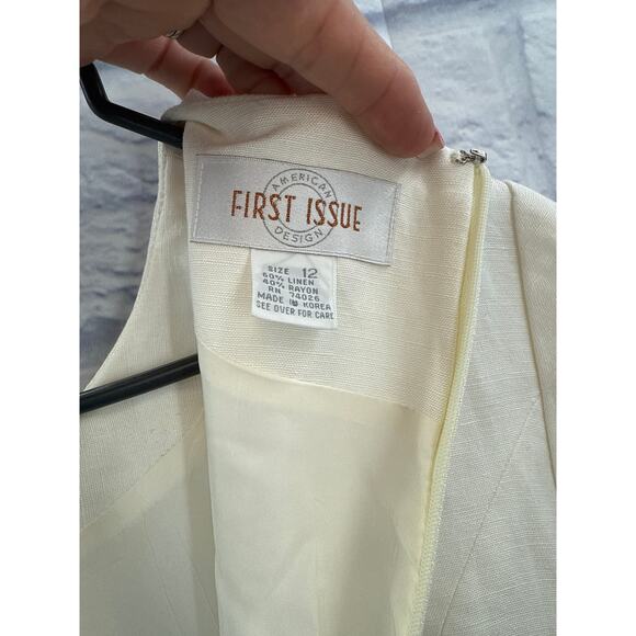 First Issue Off White Linen Shift Dress Size 12 - Picture 3 of 3